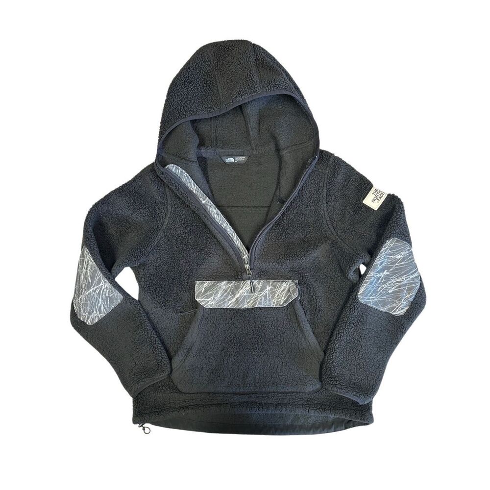 The North Face Women’s Medium Campshire Hoodie Black 1/4 Zip Sherpa Pullover - Picture 2 of 11